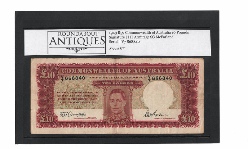 1943 R59 Commonwealth of Australia 10 Pound | Armitage