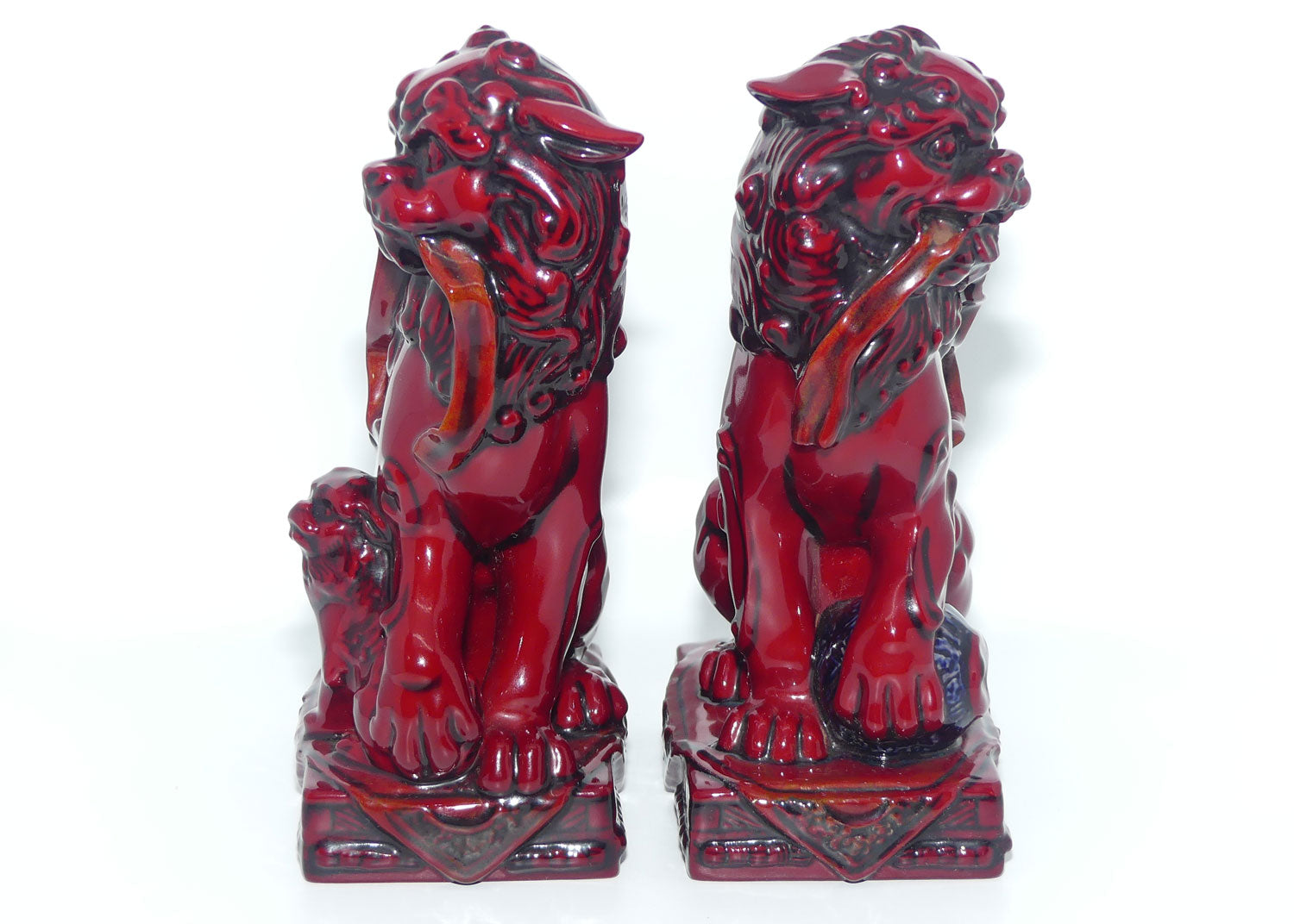BA34 BA35 Royal Doulton Burslem Artwares Flambe Qinghai Fu Dogs set | Alan Maslankowski