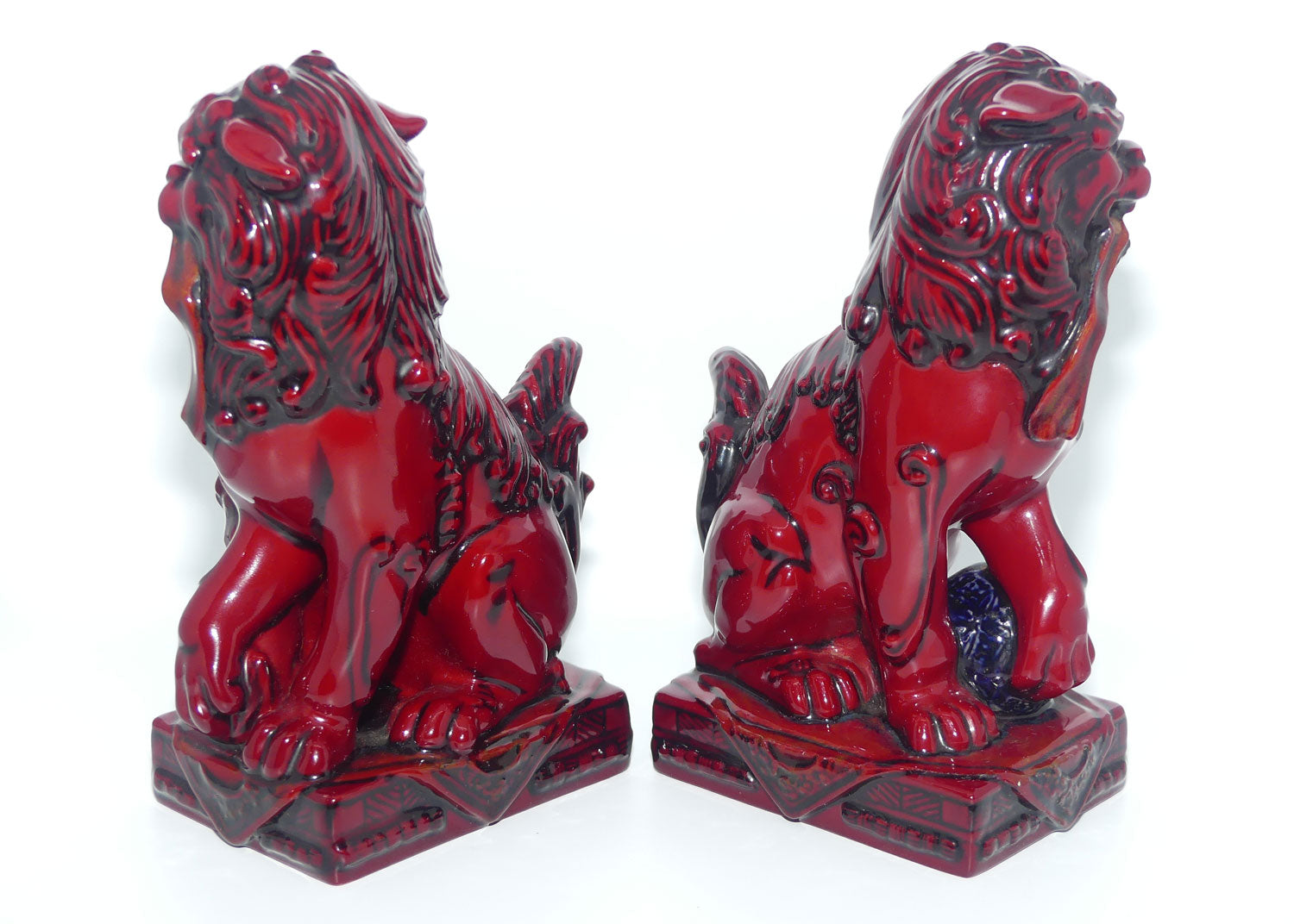 BA34 BA35 Royal Doulton Burslem Artwares Flambe Qinghai Fu Dogs set | Alan Maslankowski