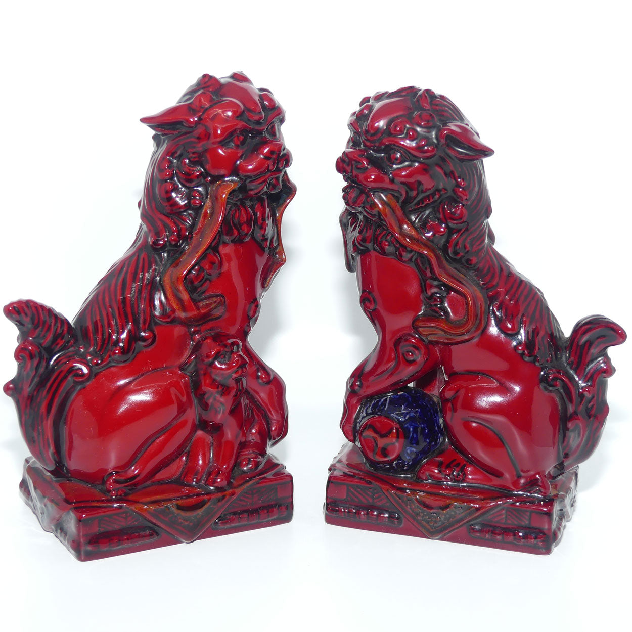 BA34 BA35 Royal Doulton Burslem Artwares Flambe Qinghai Fu Dogs set | Alan Maslankowski