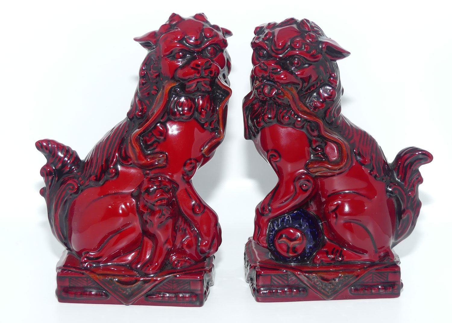 BA34 BA35 Royal Doulton Burslem Artwares Flambe Qinghai Fu Dogs set | Alan Maslankowski