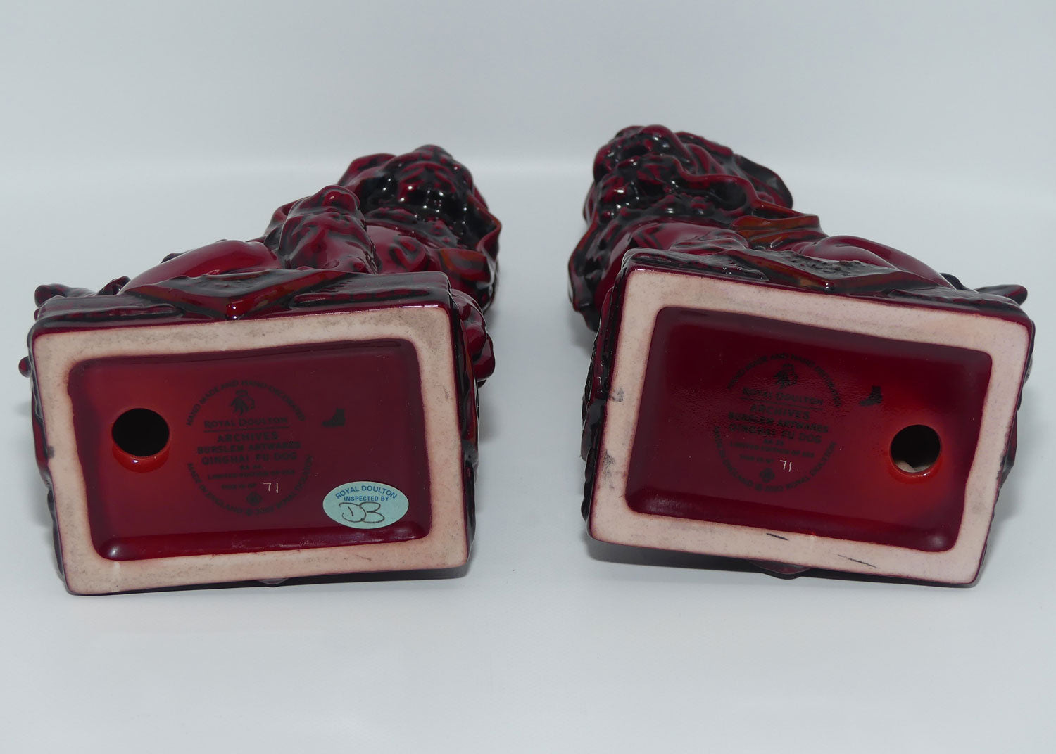 BA34 BA35 Royal Doulton Burslem Artwares Flambe Qinghai Fu Dogs set | Alan Maslankowski