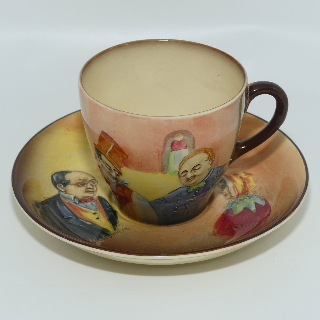 Royal Doulton Dickens Sam Weller | Fat Boy | Mr Pickwick | Mrs Cluppins low relief duo D5833