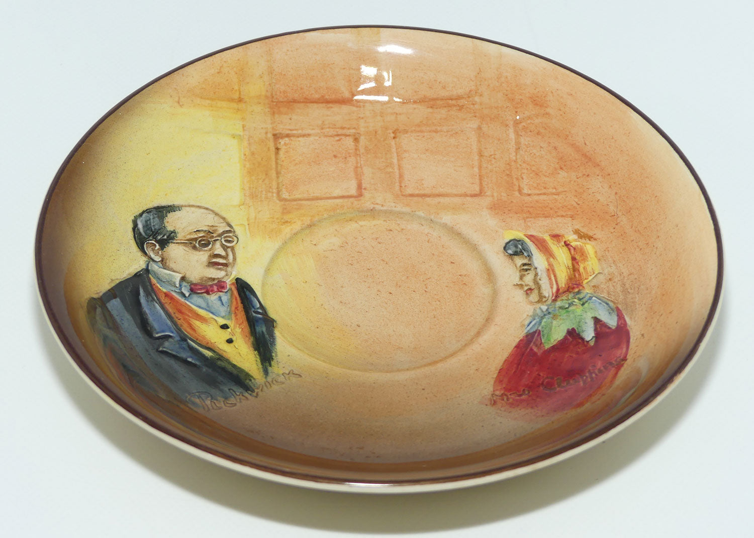 Royal Doulton Dickens Sam Weller | Fat Boy | Mr Pickwick | Mrs Cluppins low relief duo D5833