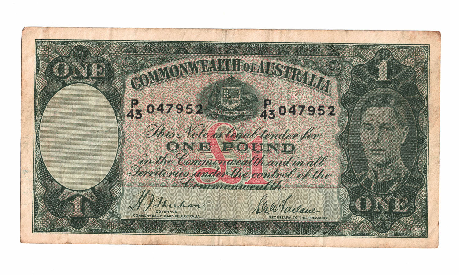 1938 R29 Commonwealth of Australia 1 Pound | Sheehan McFarlane | P43 047952 | aVF