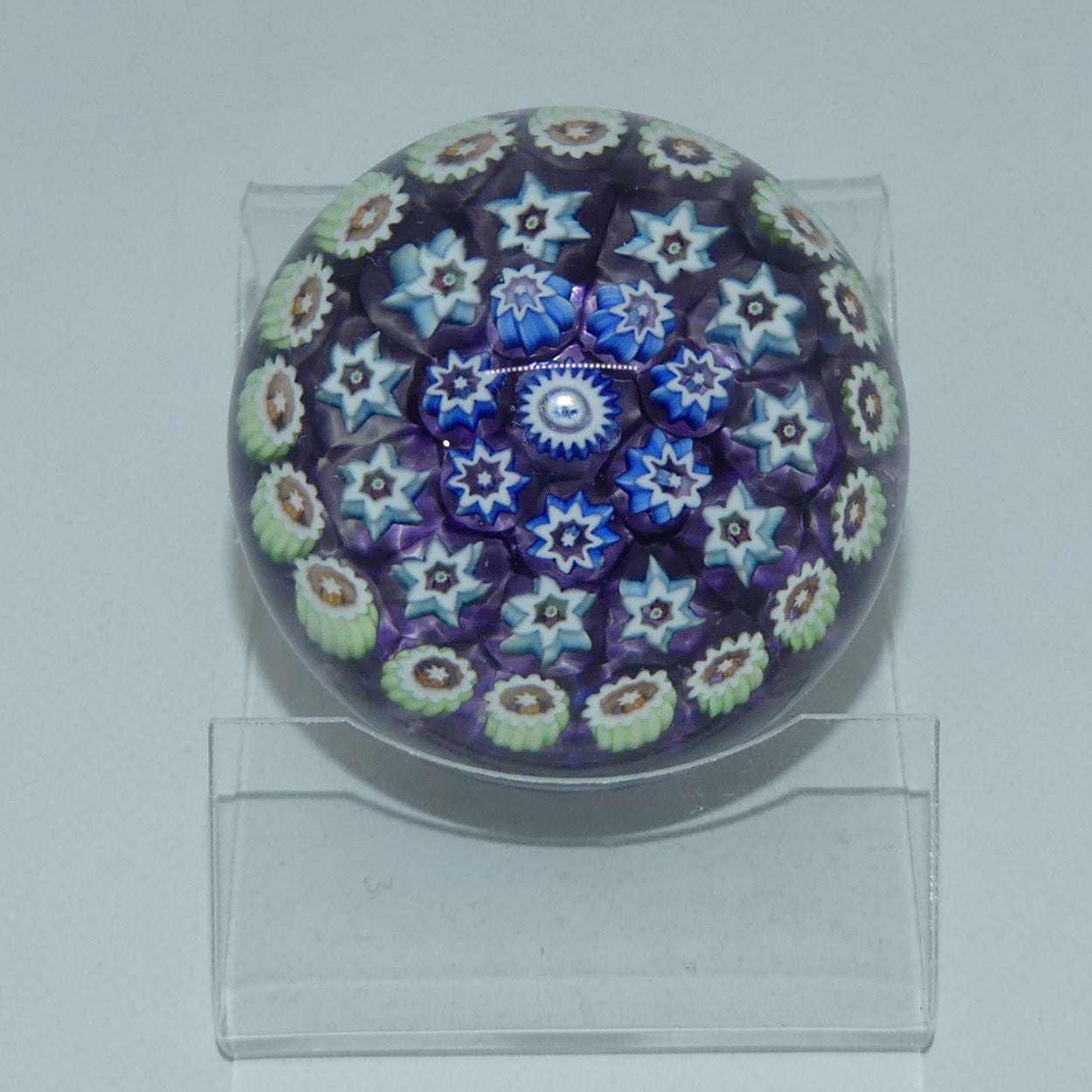 john-deacons-scotland-millefiori-silhouette-cane-miniature-paperweight-amethyst