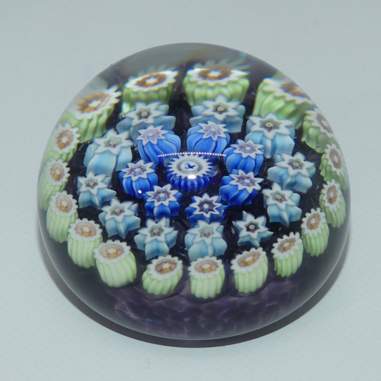 john-deacons-scotland-millefiori-silhouette-cane-miniature-paperweight-amethyst