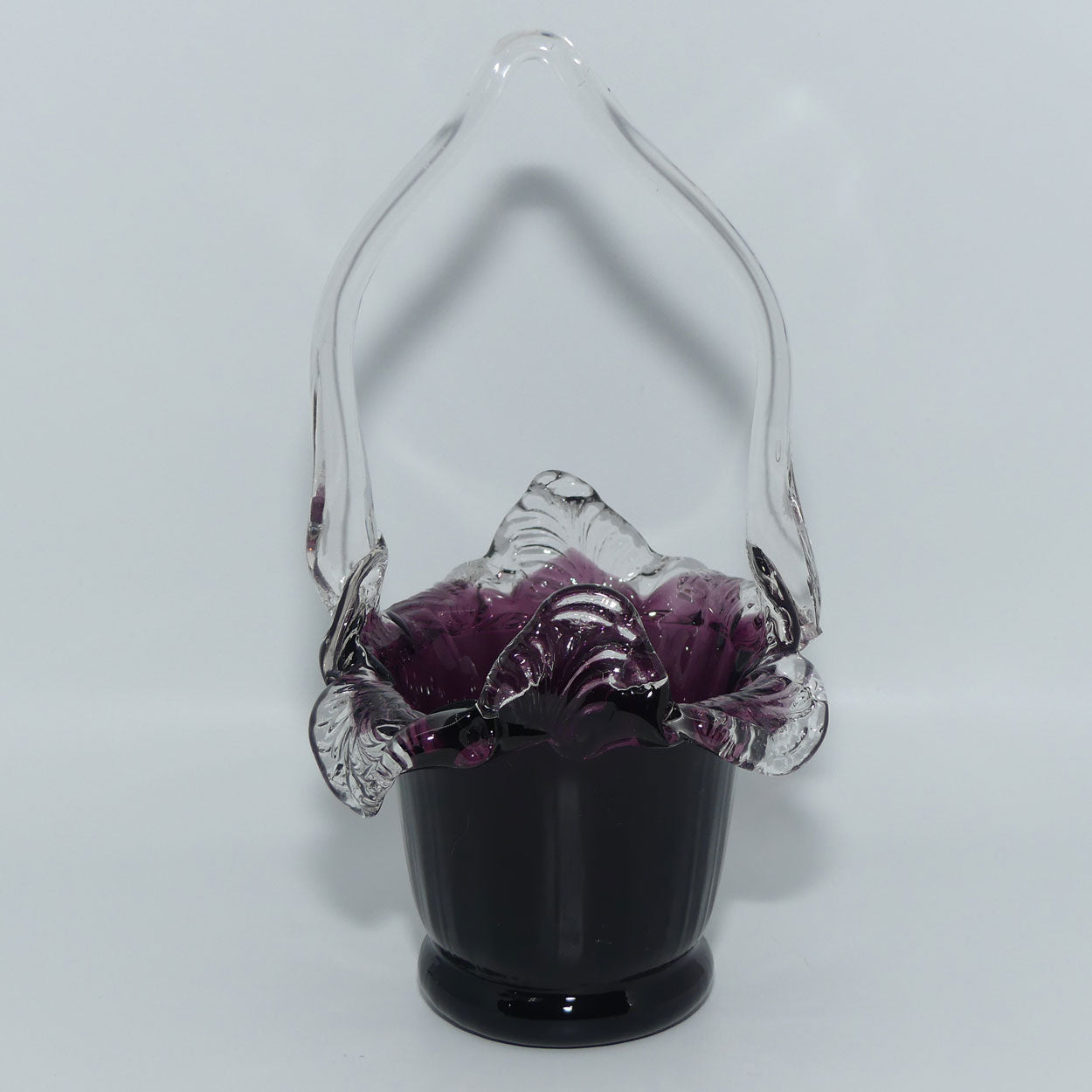 Hand Blown Amethyst Art Glass basket