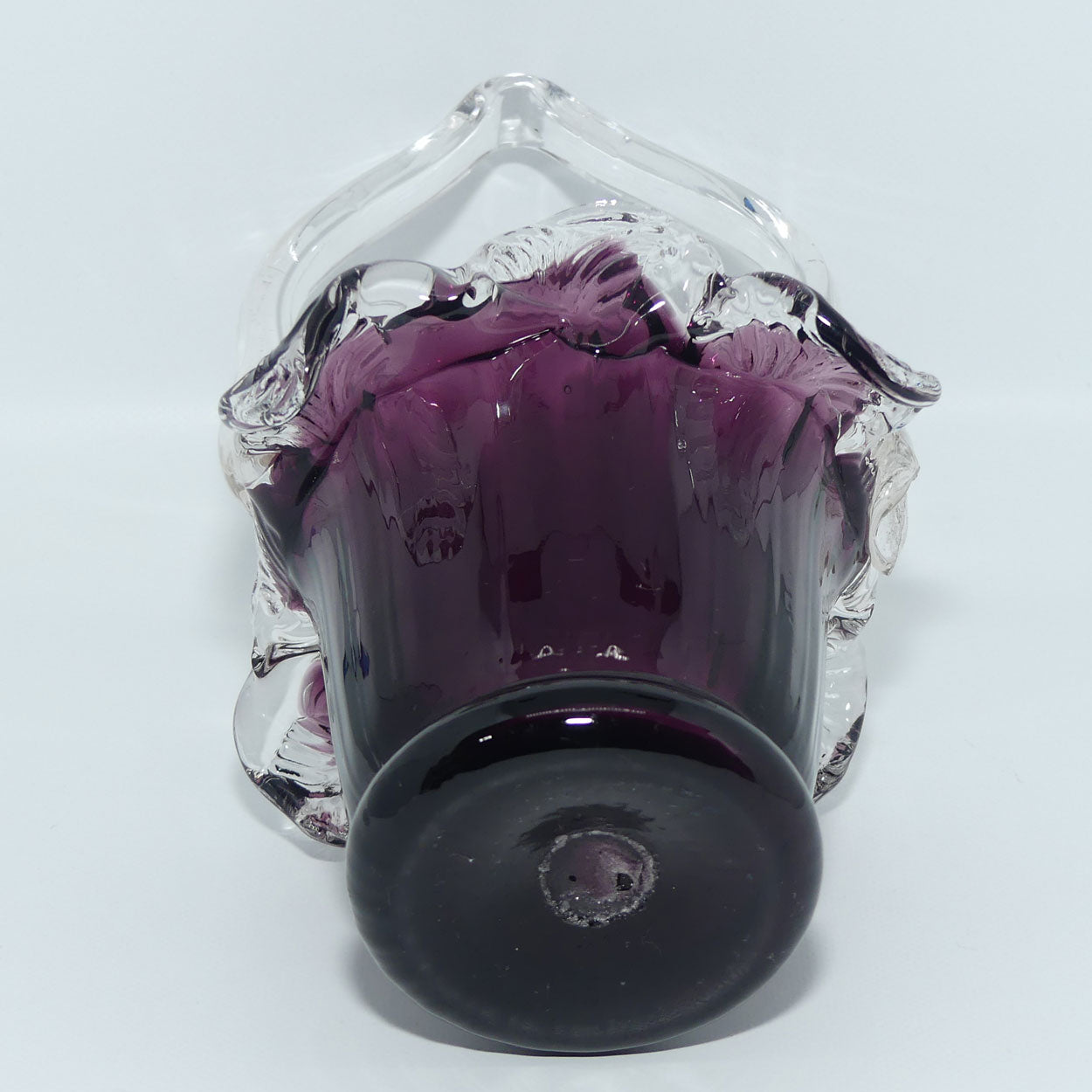 Hand Blown Amethyst Art Glass basket
