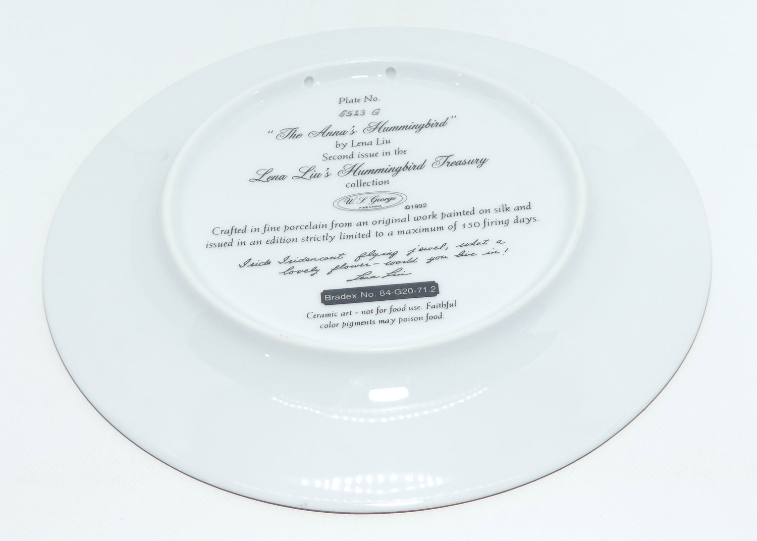 bradex-84-g20-71-2-plate-lena-lius-hummingbird-treasury-the-annas-hummingbird