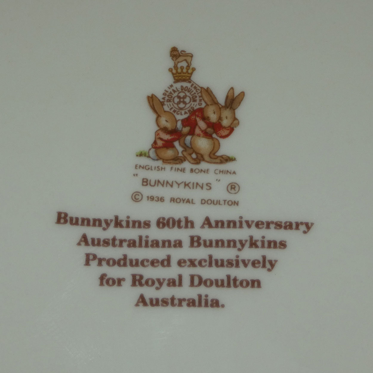 Royal Doulton Bunnykins Tableware Bunnykins 60th Anniversary 1994 Australiana plate
