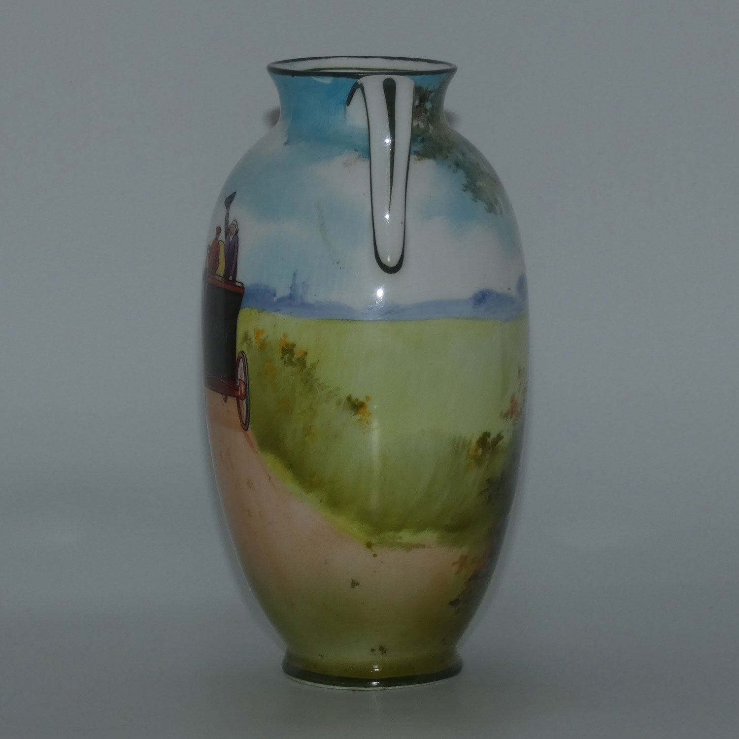 royal-doulton-coaching-days-blue-sky-variation-red-door-twin-handle-vase