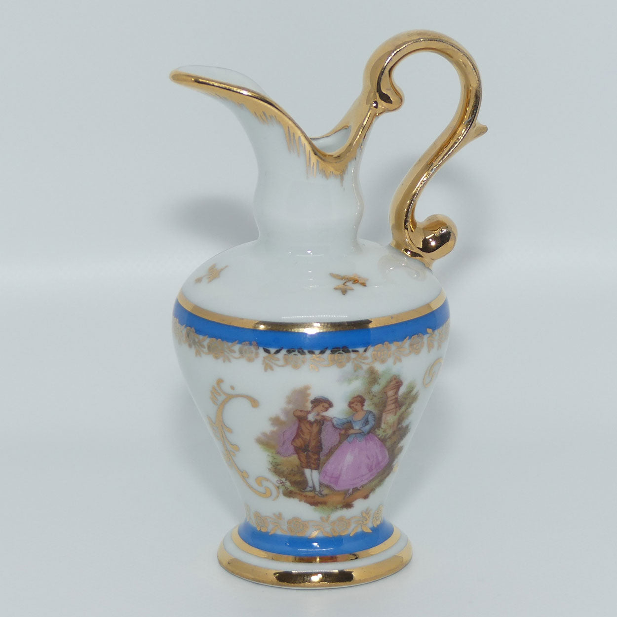 Limoges DC France Courting Scene decorated fancy ewer | Blue Bands