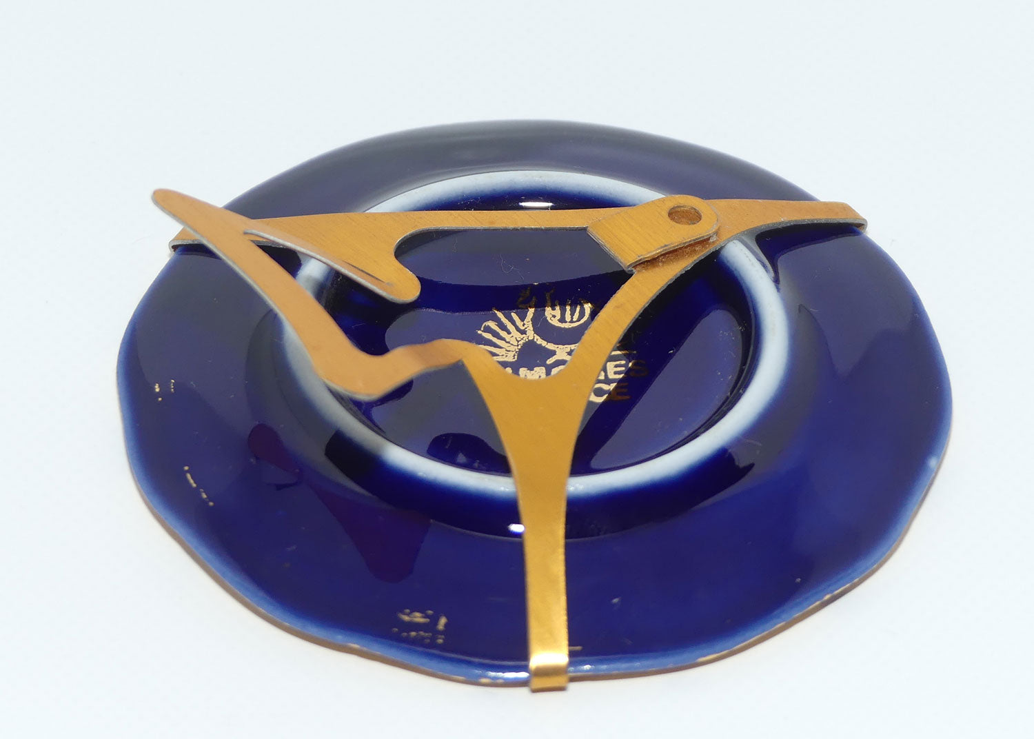 Limoges France Traditional Courting Couple miniature plate | 7.3cm | Gilt on Blue