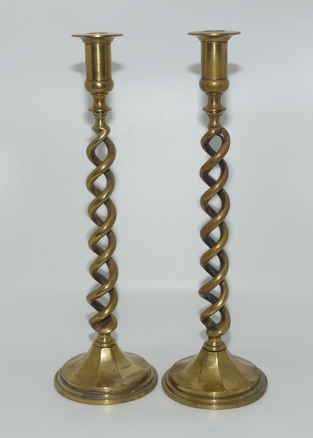 Pair of Brass Open Barley Twist candlesticks | 15 inch | 38cm tall