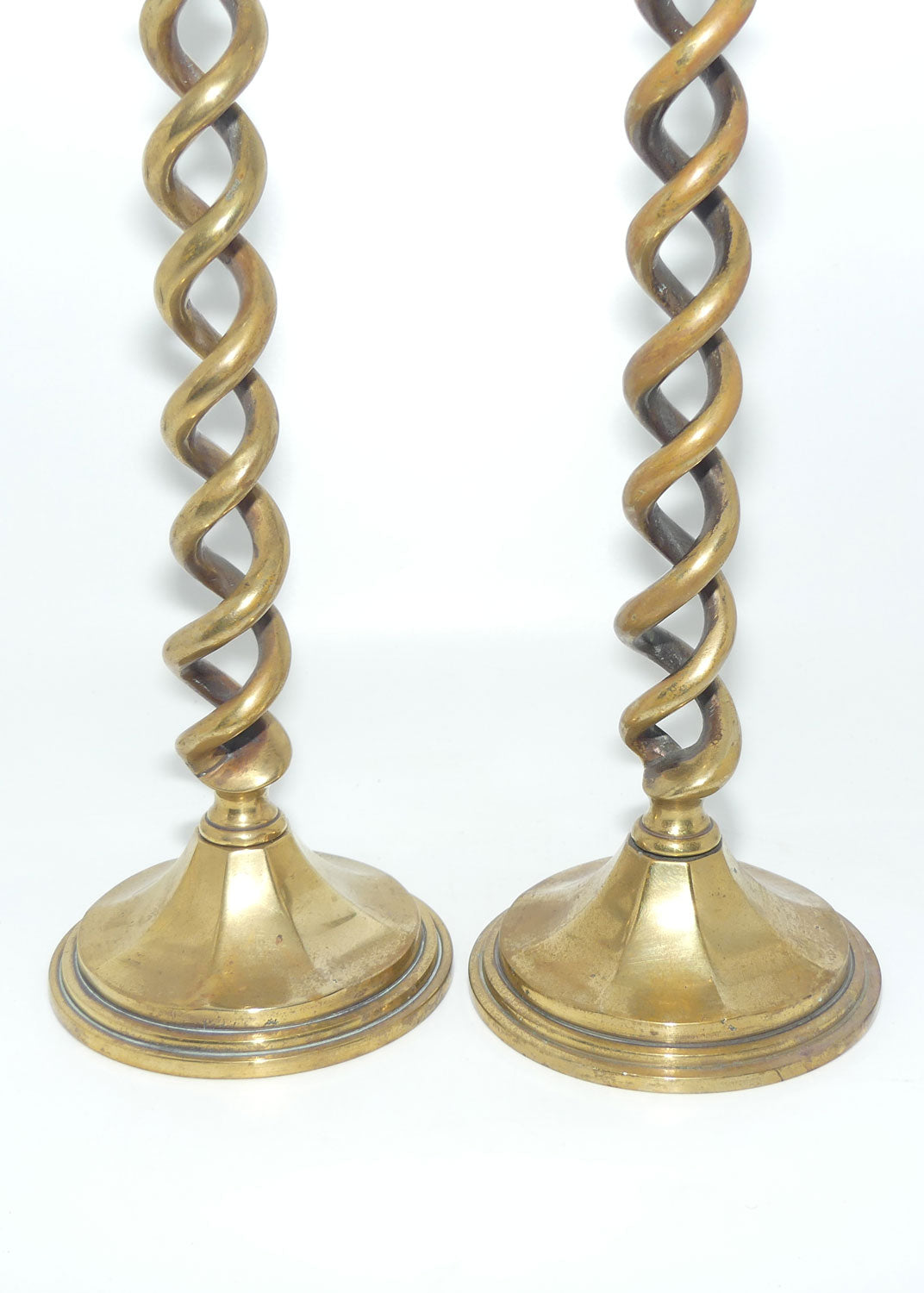Pair of Brass Open Barley Twist candlesticks | 15 inch | 38cm tall