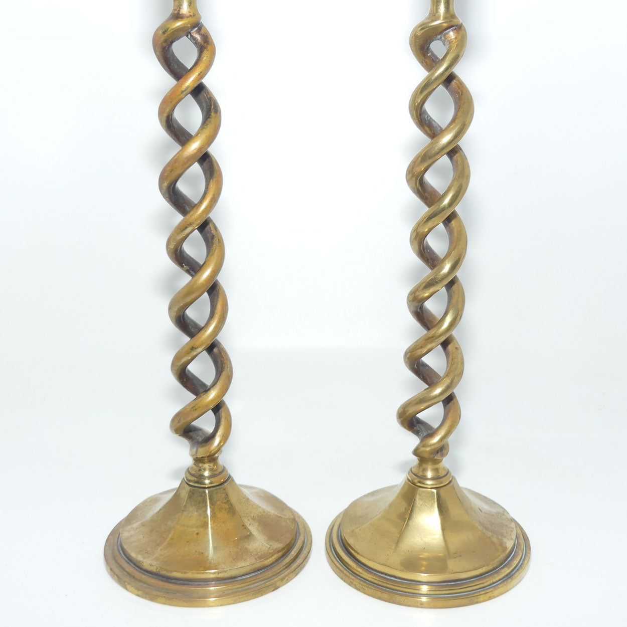 Pair of Brass Open Barley Twist candlesticks | 15 inch | 38cm tall