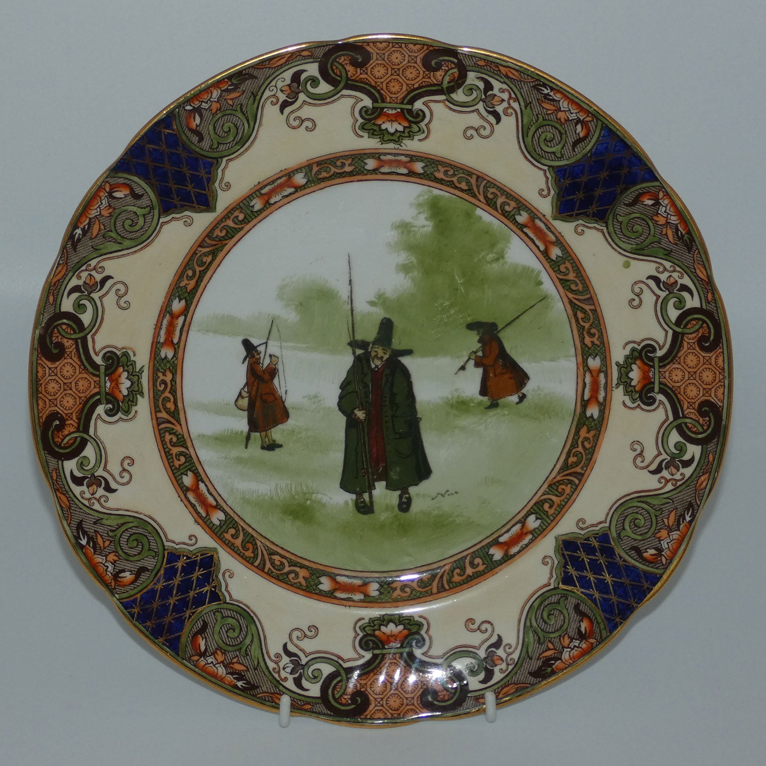 doulton-burslem-izaak-walton-gallant-fishers-jedo-border-plate-d2420-2-green-coat