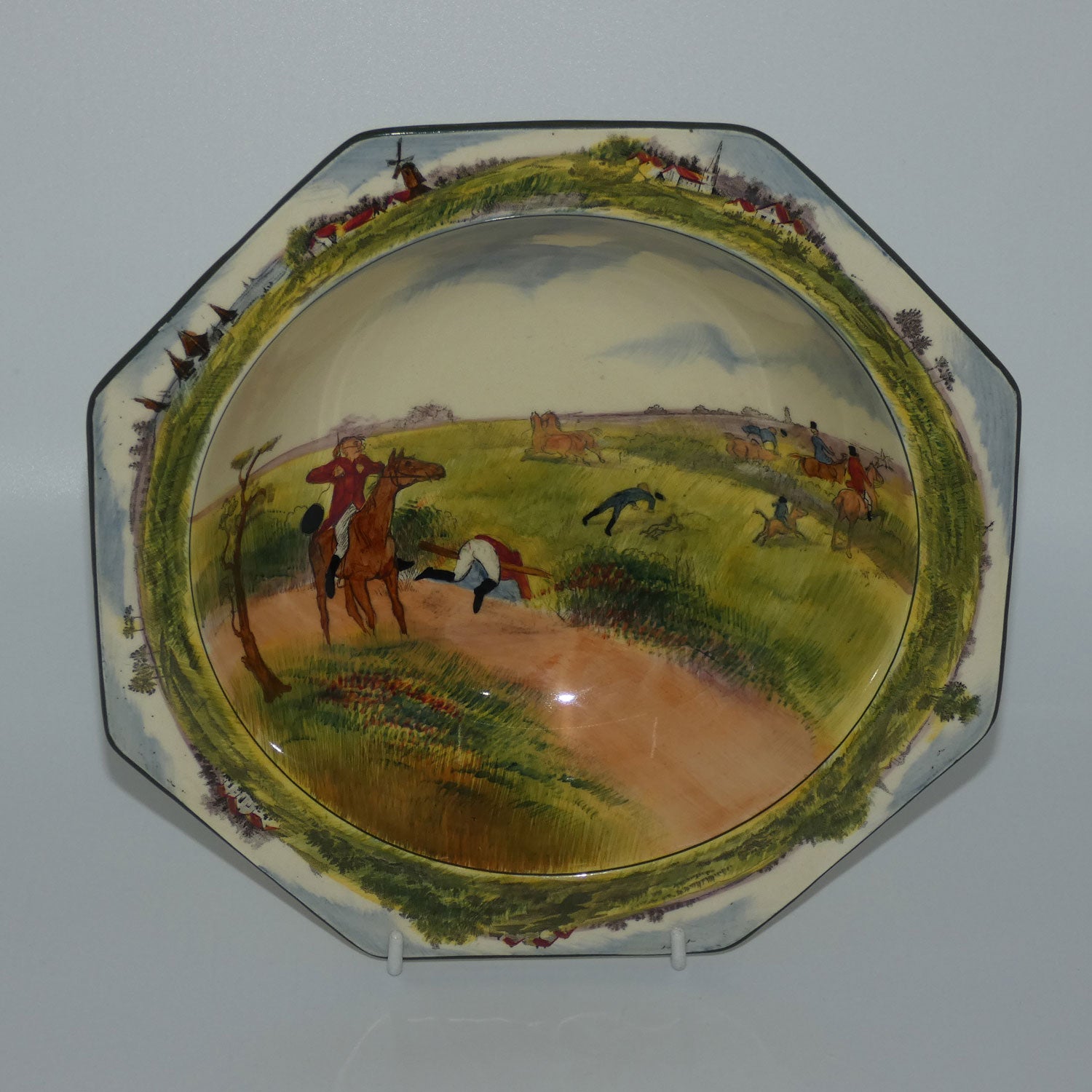 royal-doulton-caldecotts-a-hunting-family-octagonal-shape-bowl-d4720