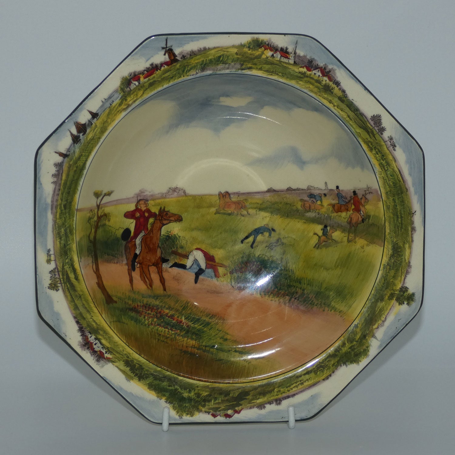 royal-doulton-caldecotts-a-hunting-family-octagonal-shape-bowl-d4720