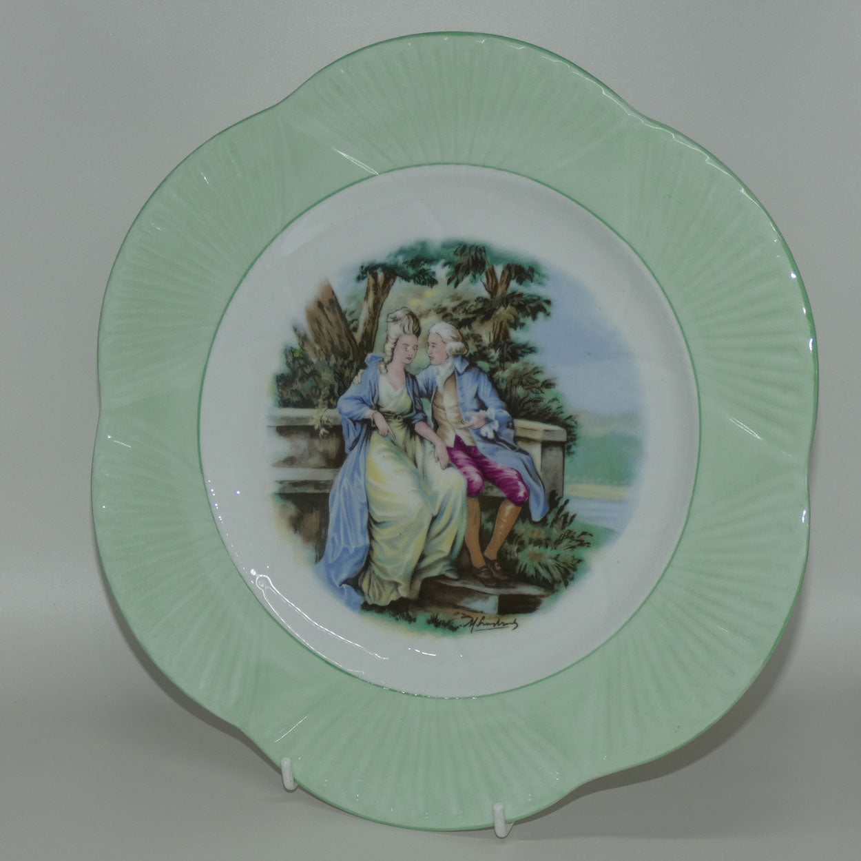 shelley-england-courting-scene-cameo-plate-green-border-dainty