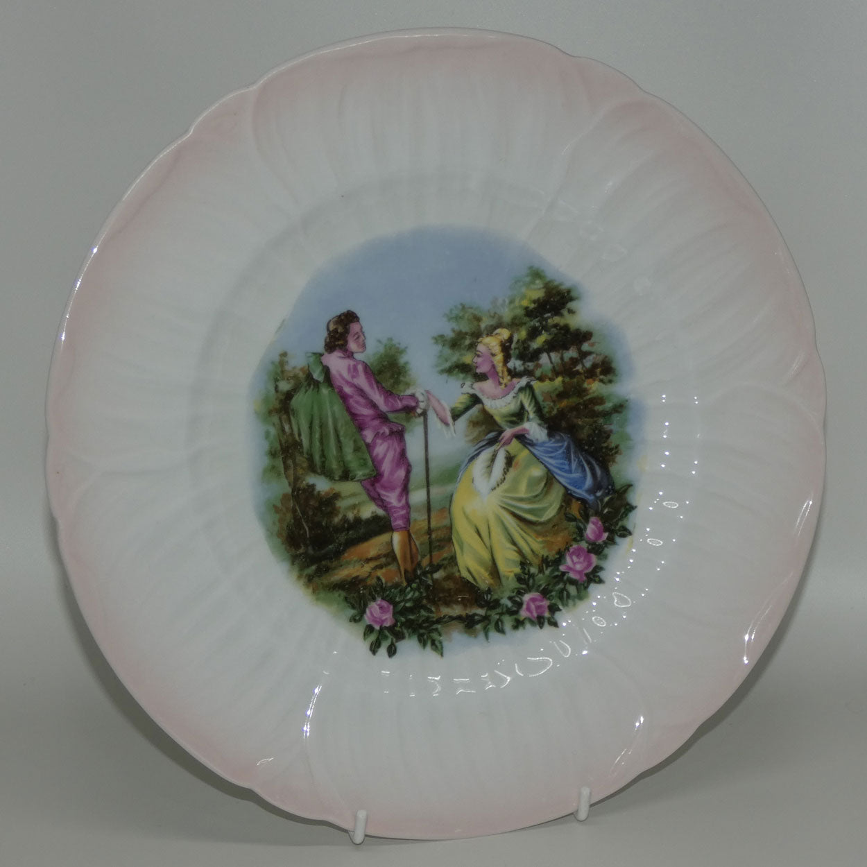 shelley-england-courting-scene-cameo-plate-pink-border-oleander