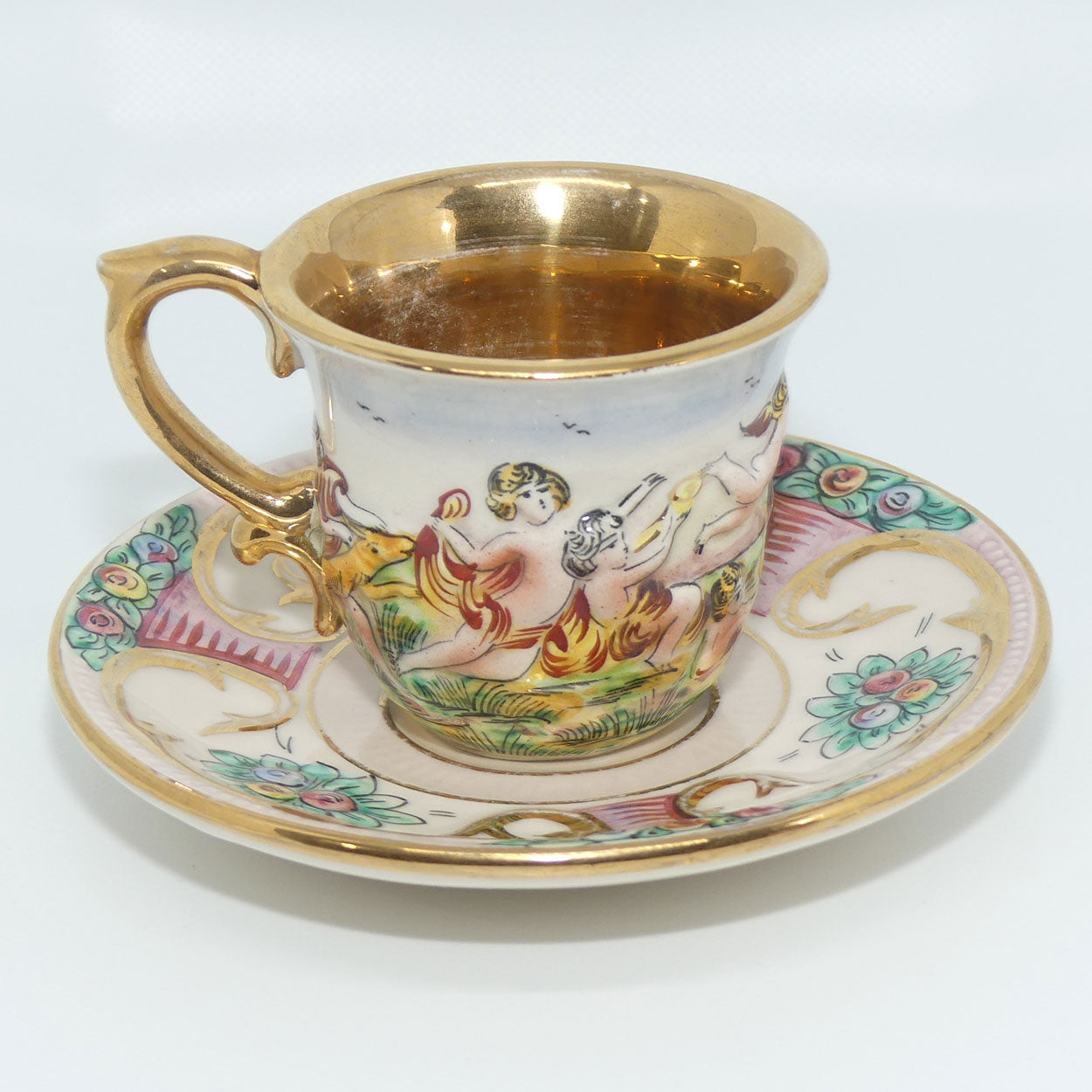 Capo DiMonte Italy figural demi tasse duo | #1