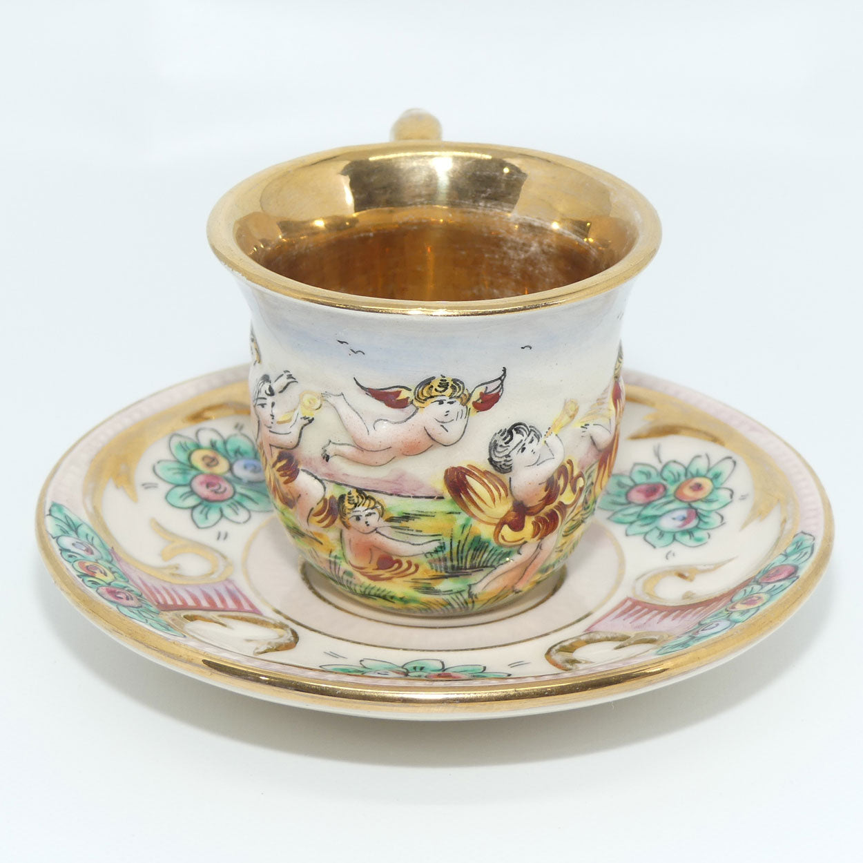 Capo DiMonte Italy figural demi tasse duo | #1