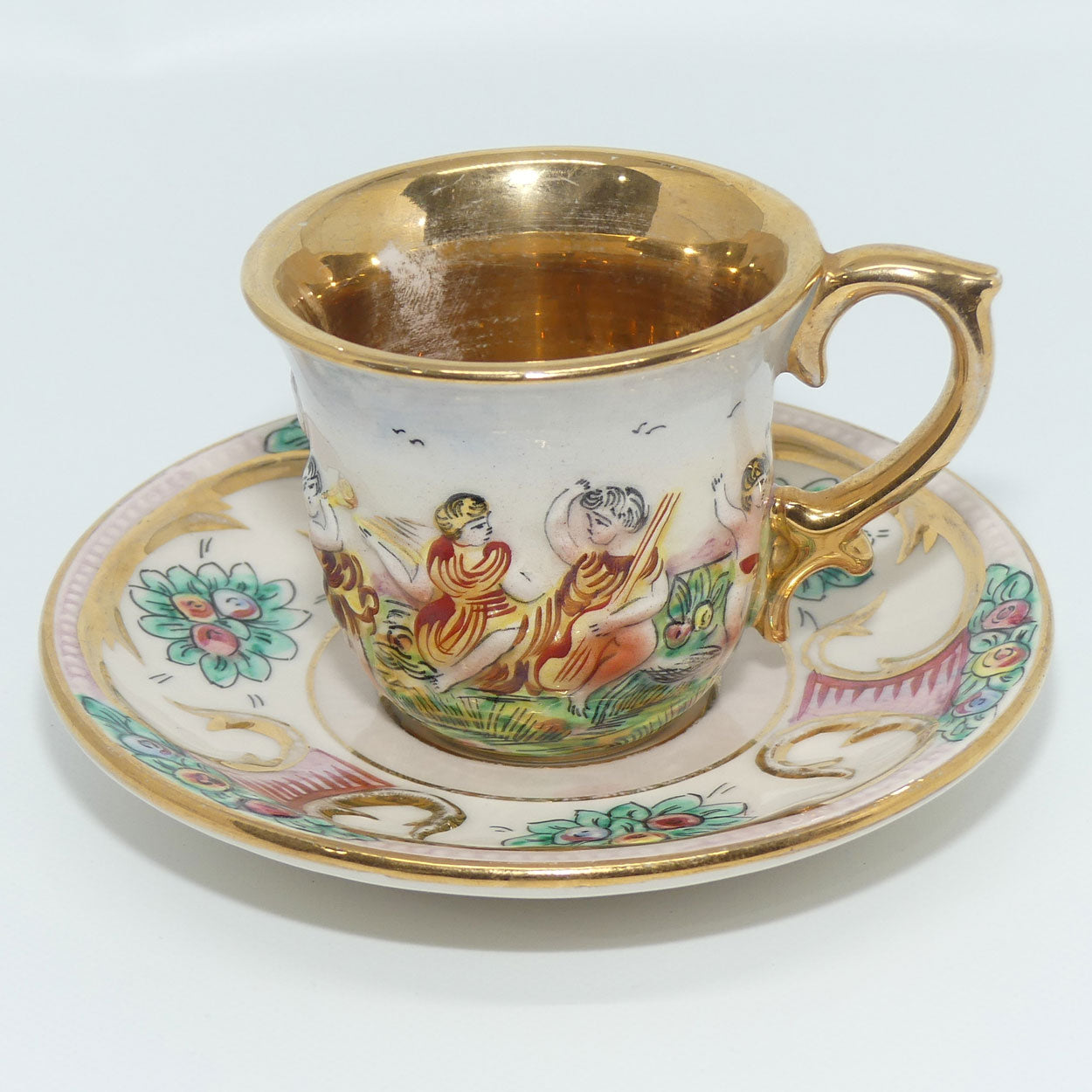 Capo DiMonte Italy figural demi tasse duo | #1