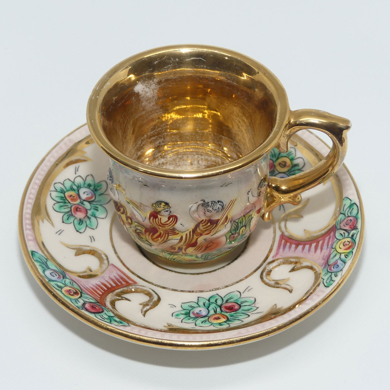 Capo DiMonte Italy figural demi tasse duo | #1
