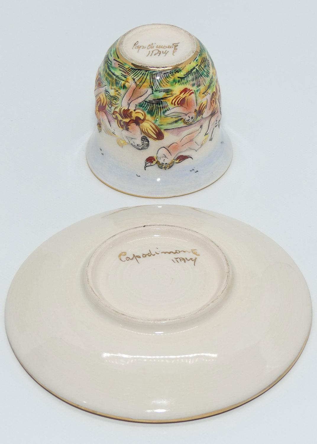 Capo DiMonte Italy figural demi tasse duo | #1