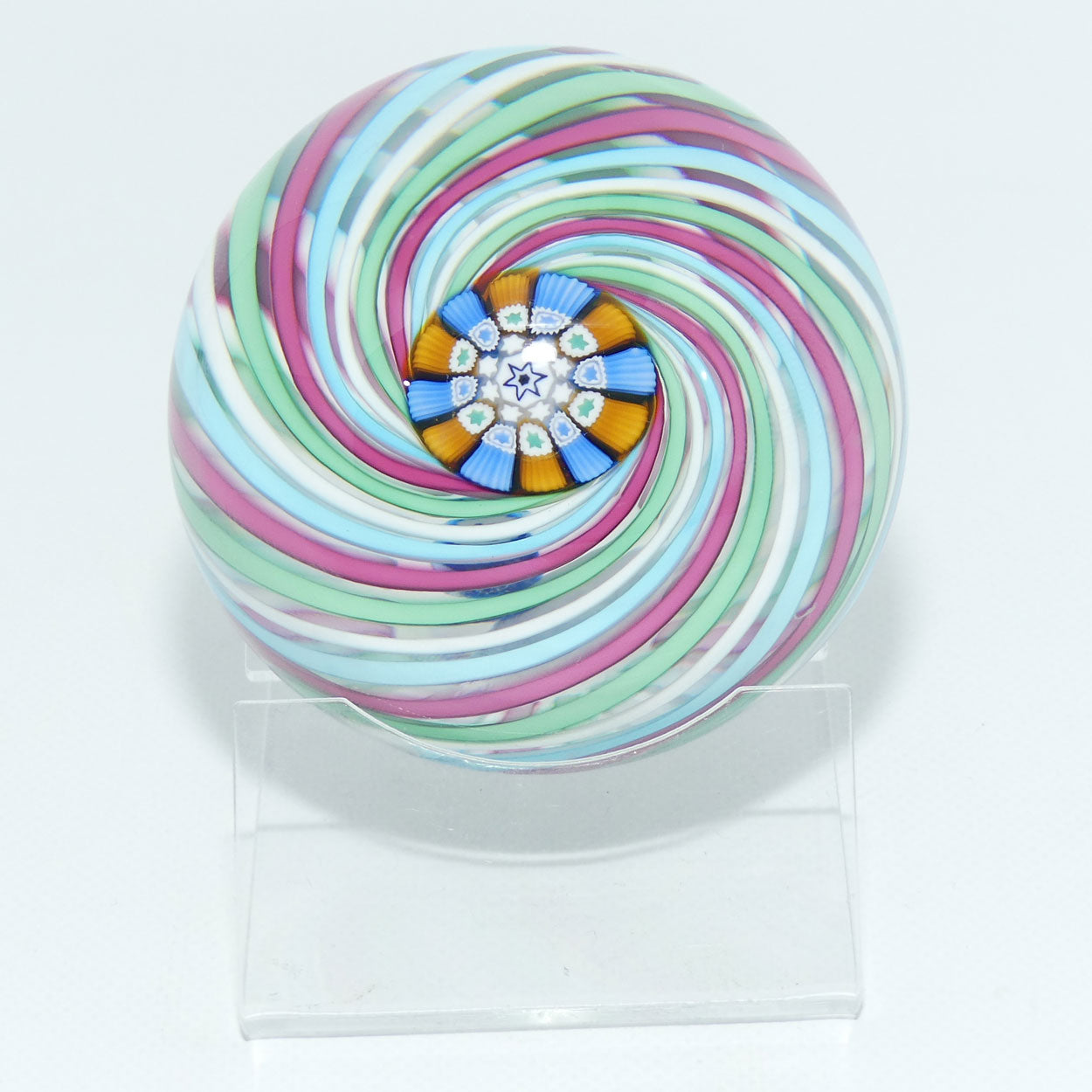 john-deacons-scotland-4-colour-swirl-paperweight-cranberry-blue-white-green