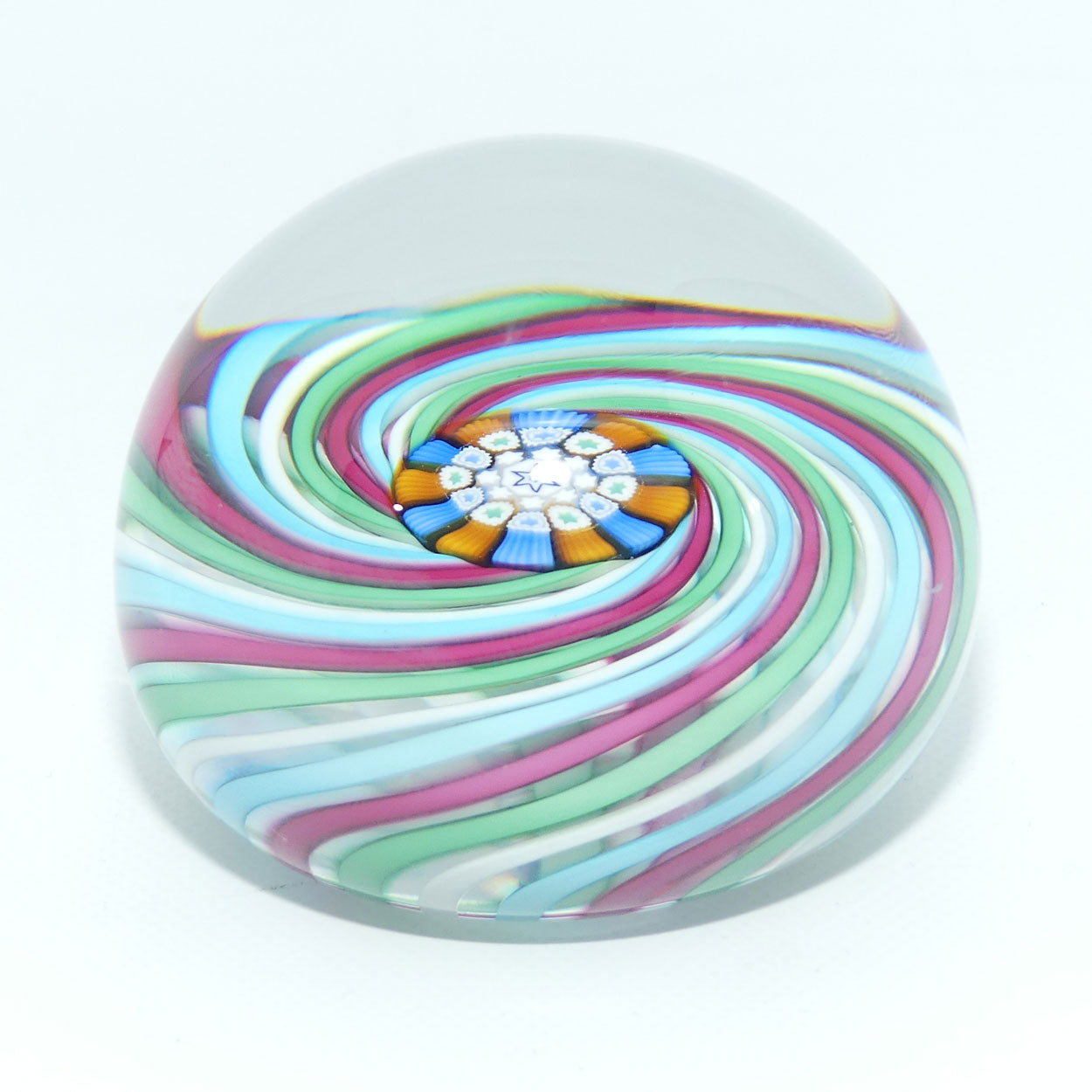 john-deacons-scotland-4-colour-swirl-paperweight-cranberry-blue-white-green