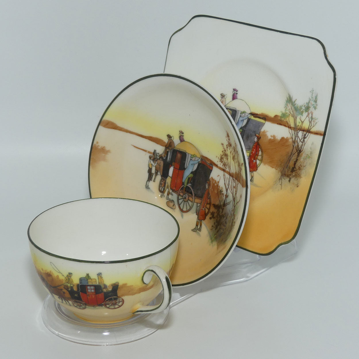 Royal Doulton Coaching Days Cecil shape trio E3804 | Square Plate #1