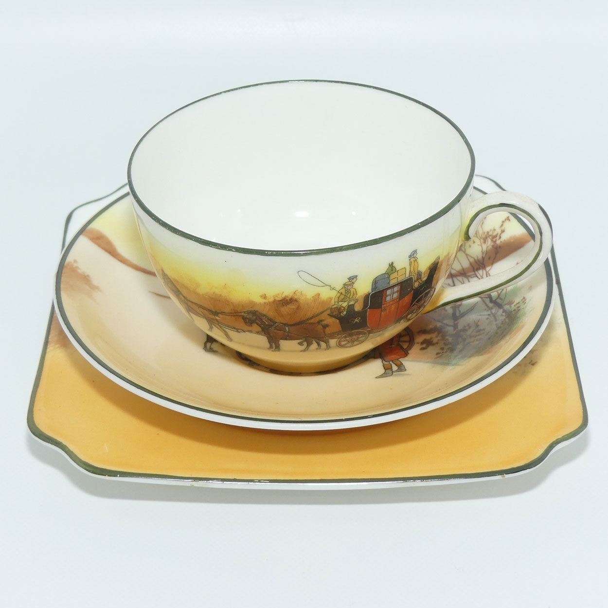Royal Doulton Coaching Days Cecil shape trio E3804 | Square Plate #1