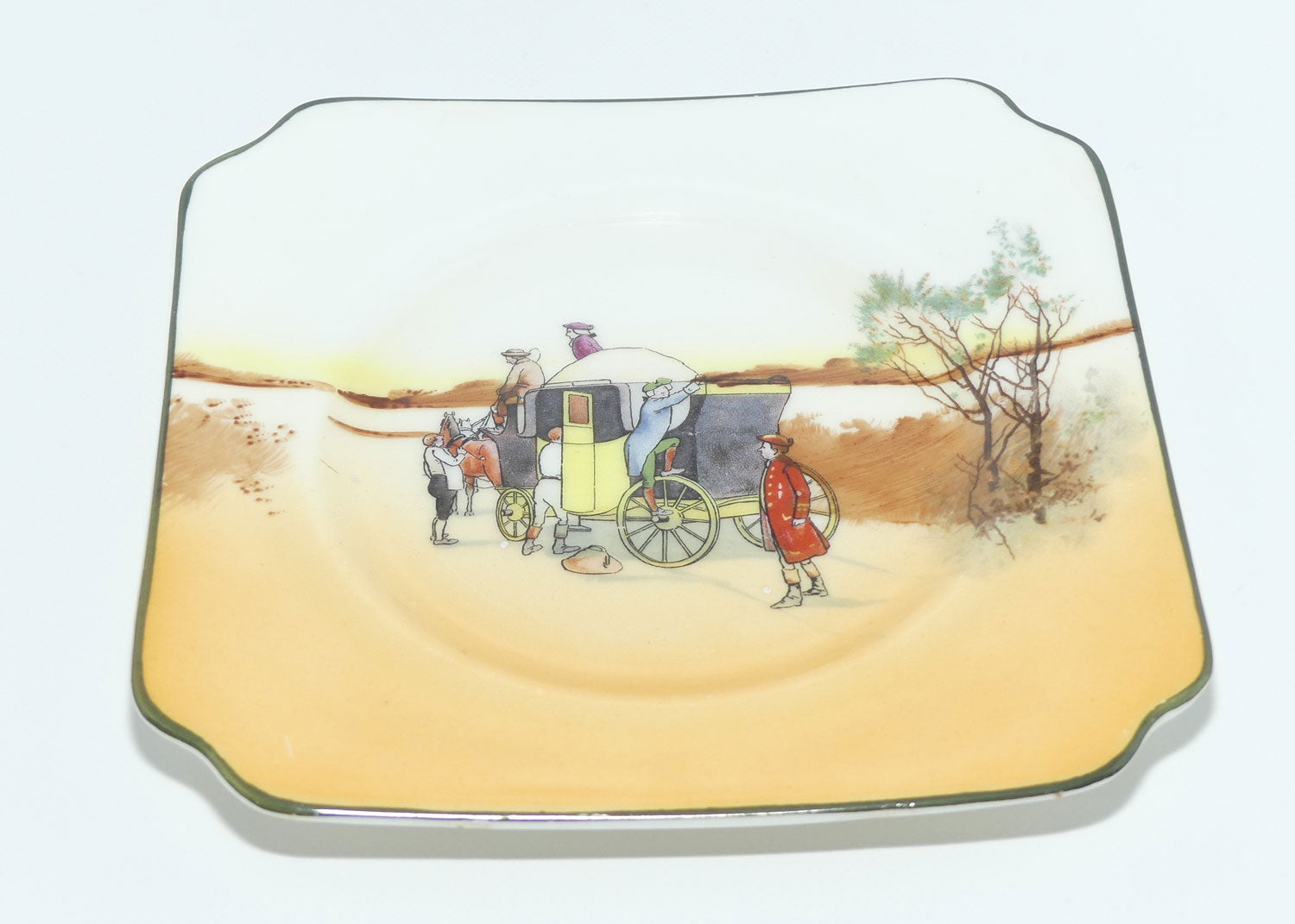 Royal Doulton Coaching Days Cecil shape trio E3804 | Square Plate #1