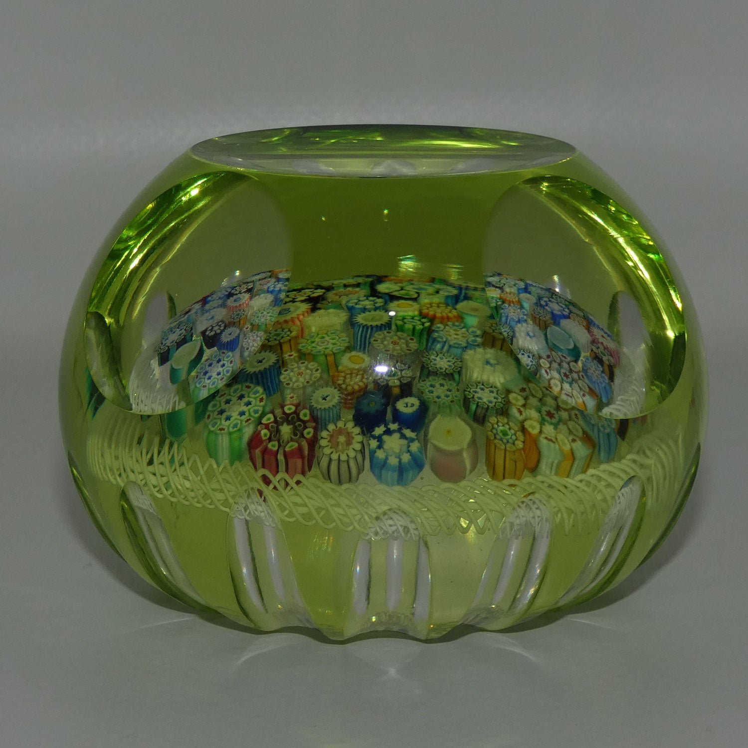 john-deacons-scotland-citrine-flash-overlay-closepack-millefiori-paperweight