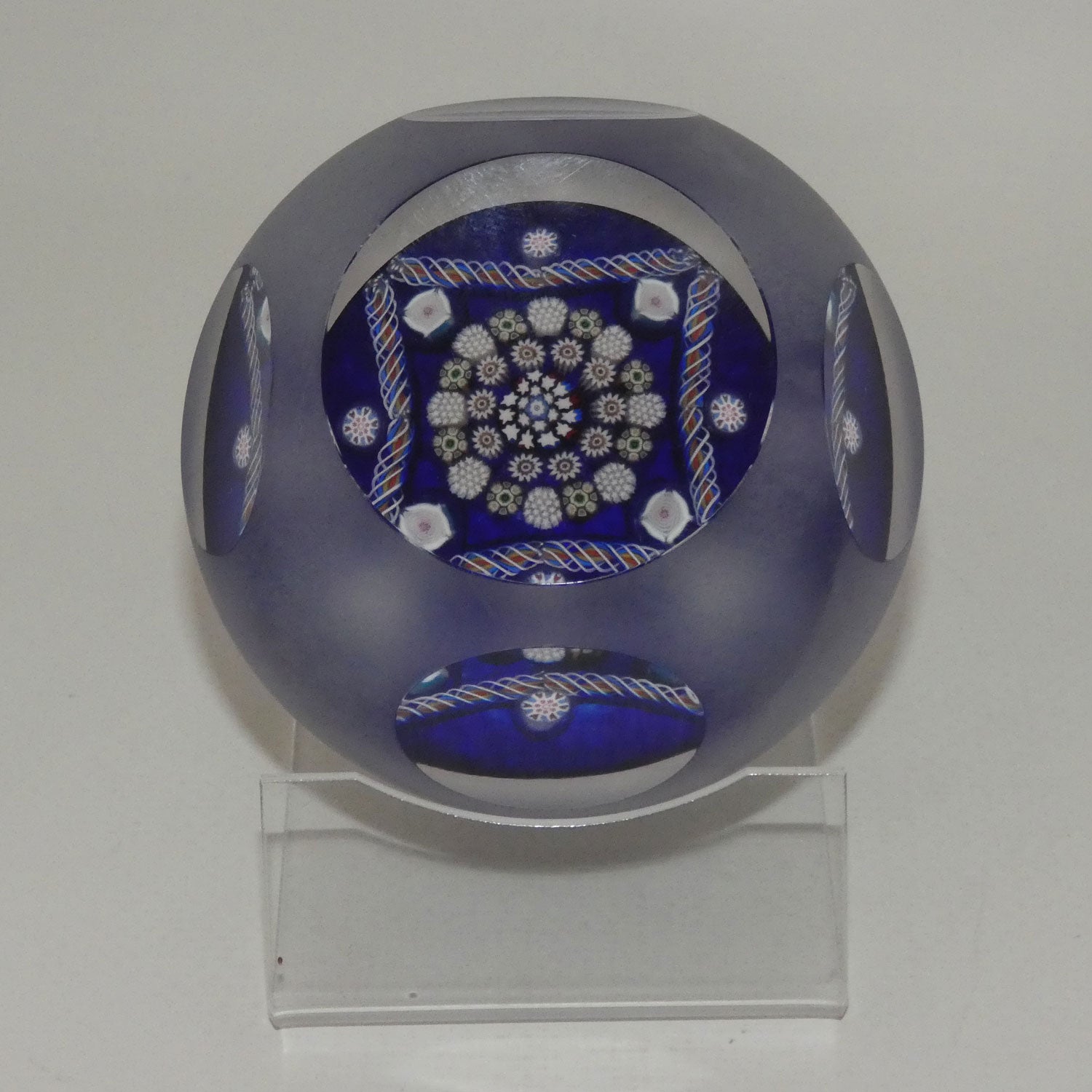 john-deacons-scotland-clichy-square-facetted-and-sandblasted-magnum-paperweight-blue