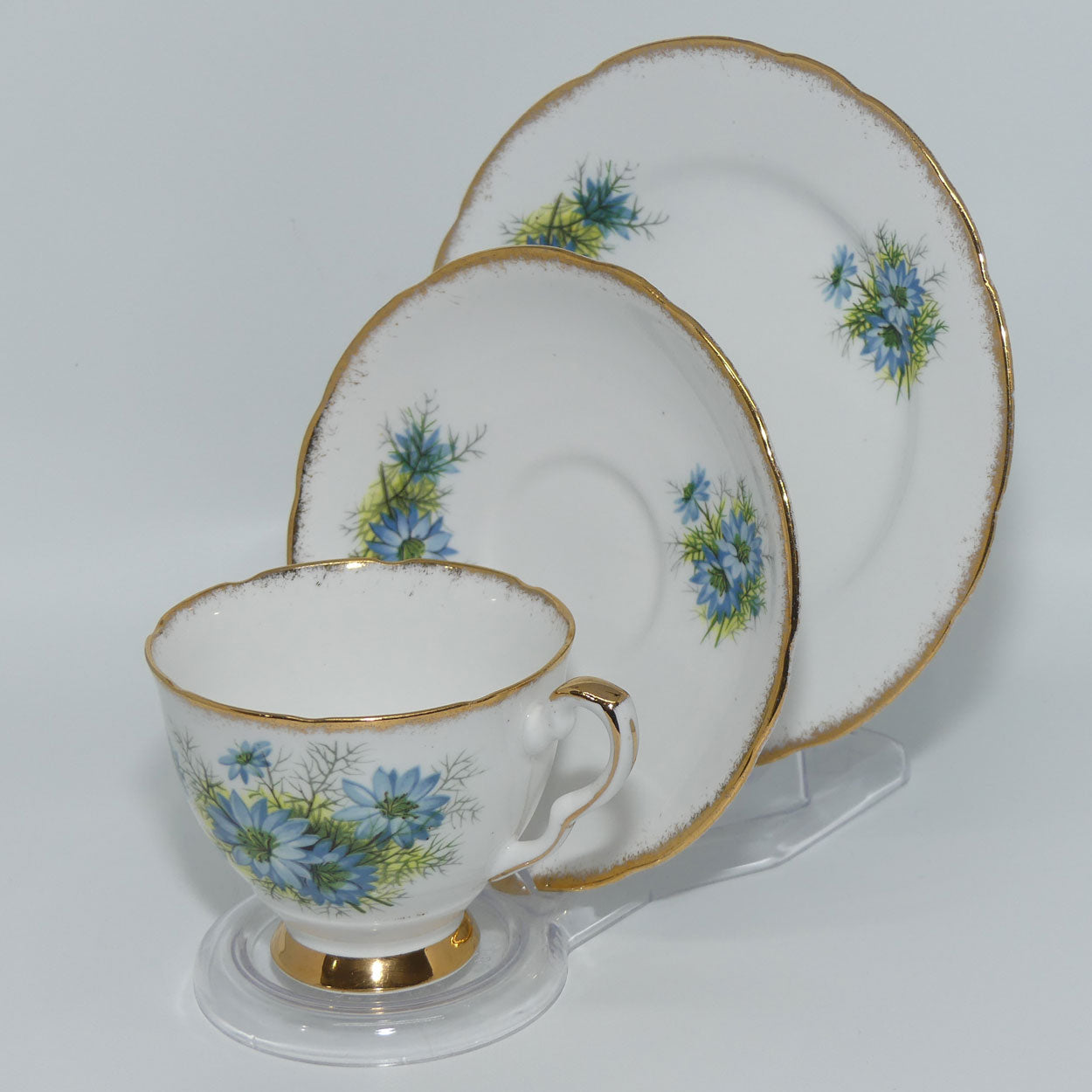 Royal Stafford Bone China Cornflower pattern trio