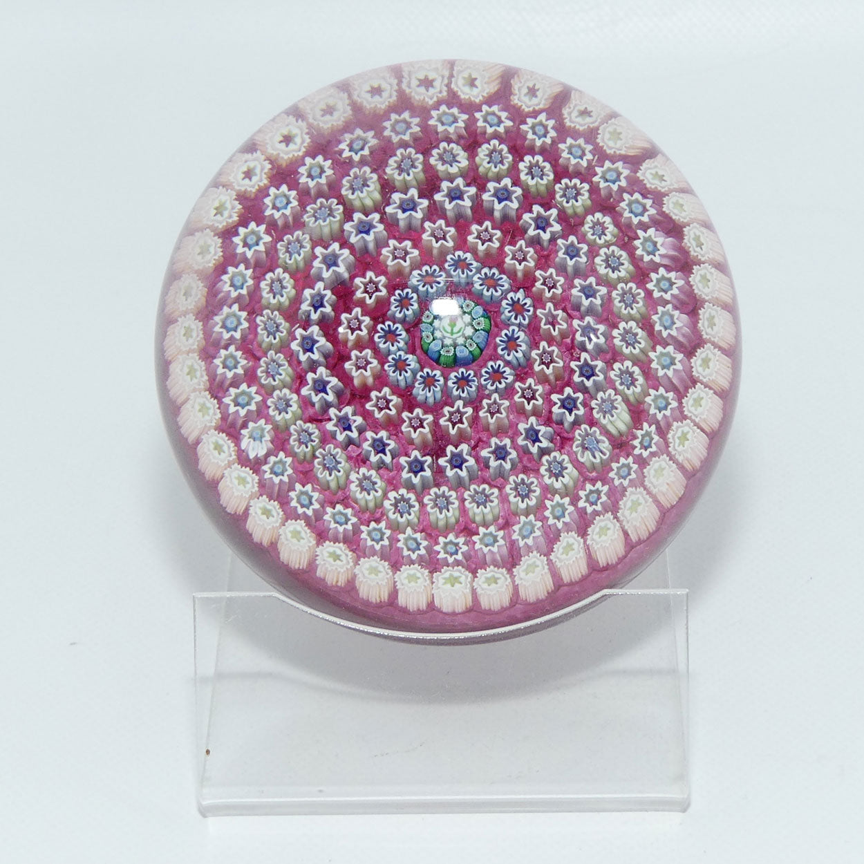 john-deacons-scotland-concentric-millefiori-magnum-paperweight-cranberry