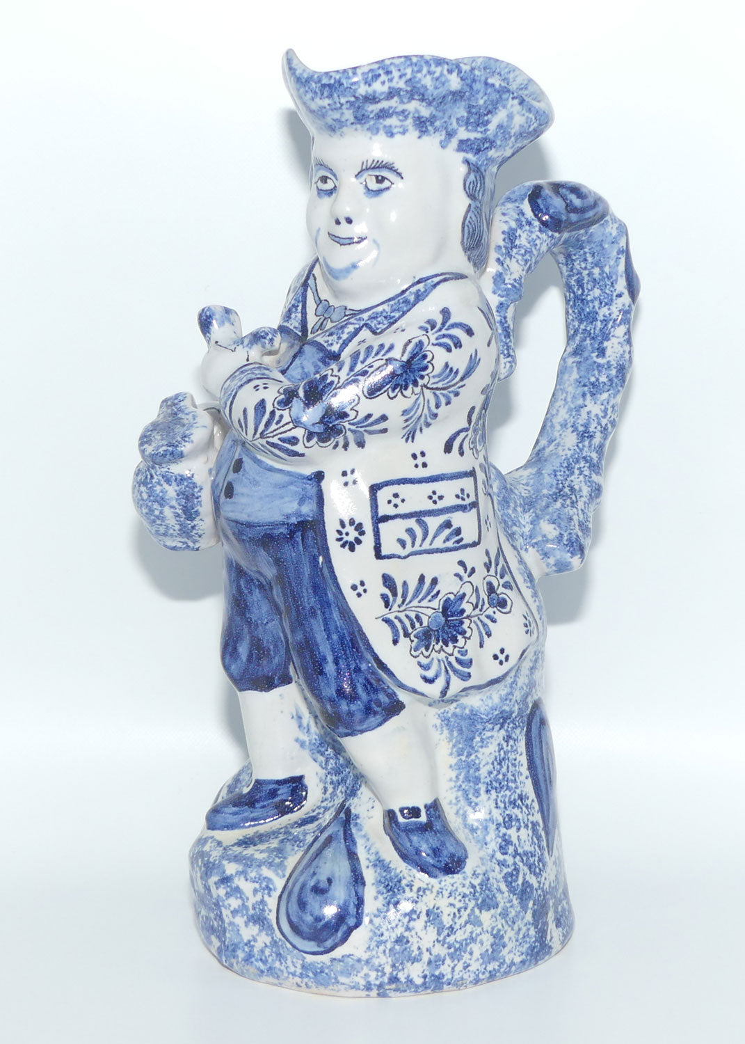 Hand Painted 19th Cent Blue and White Tin Glaze Delftware toby jug | Man Standing