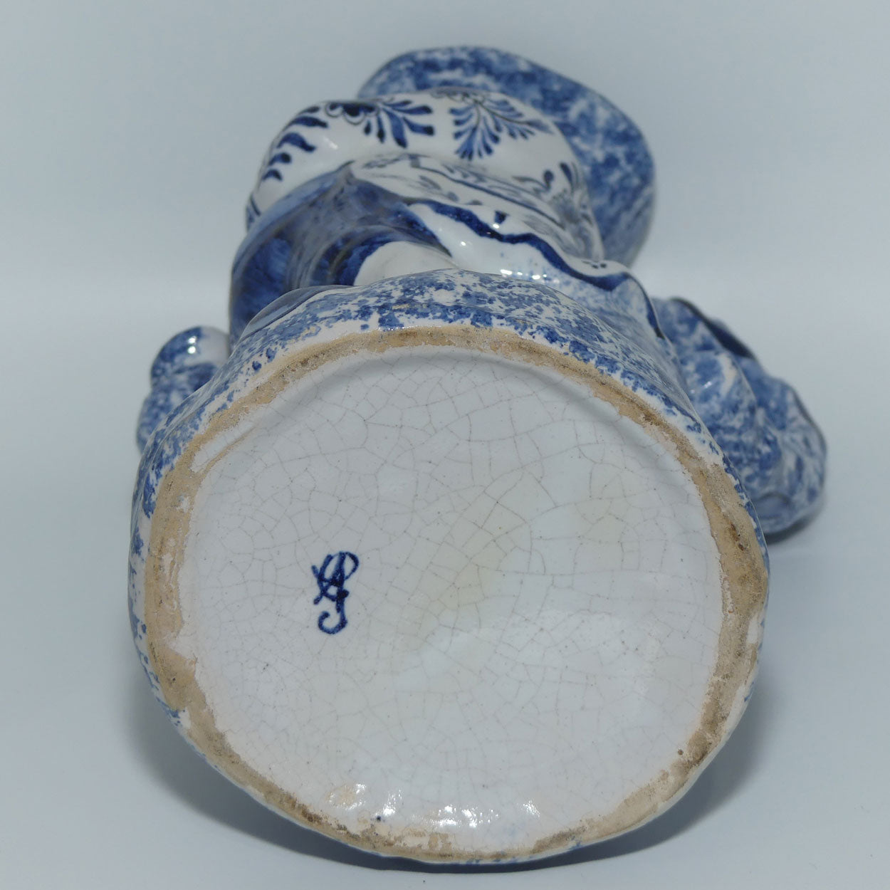 Hand Painted 19th Cent Blue and White Tin Glaze Delftware toby jug | Man Standing