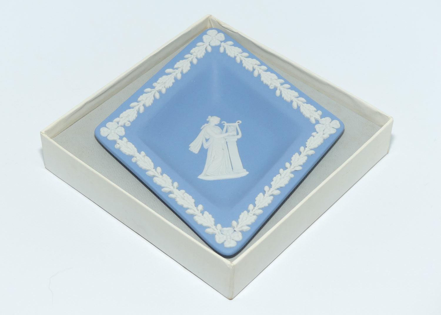 Wedgwood Jasper | White on Pale Blue | Diamond Shape Muse tray | boxed