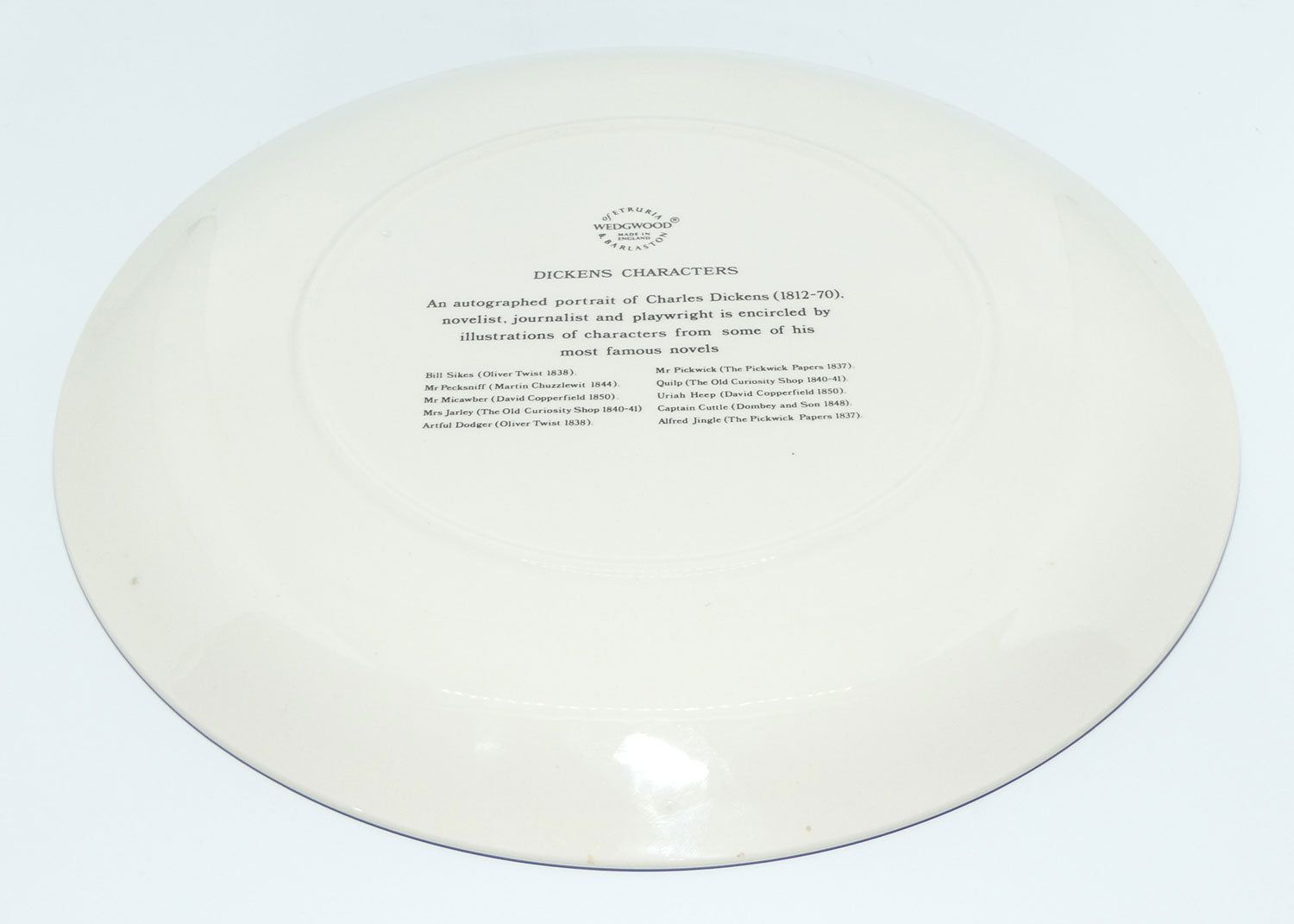 Wedgwood Etruria Charles Dickens | Dickens Characters plate