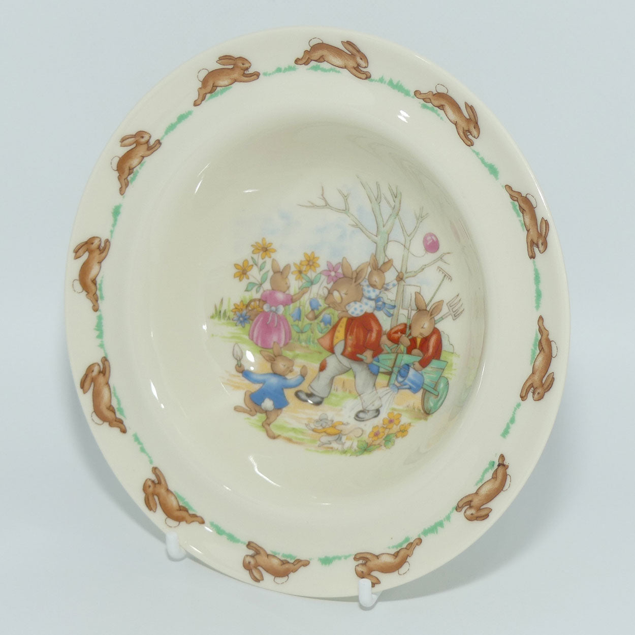 Royal Doulton Bunnykins Tableware Family in the Garden rimmed bowl