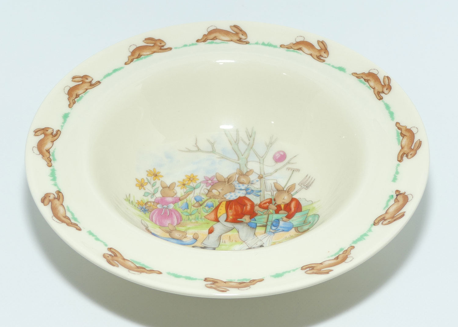 Royal Doulton Bunnykins Tableware Family in the Garden rimmed bowl