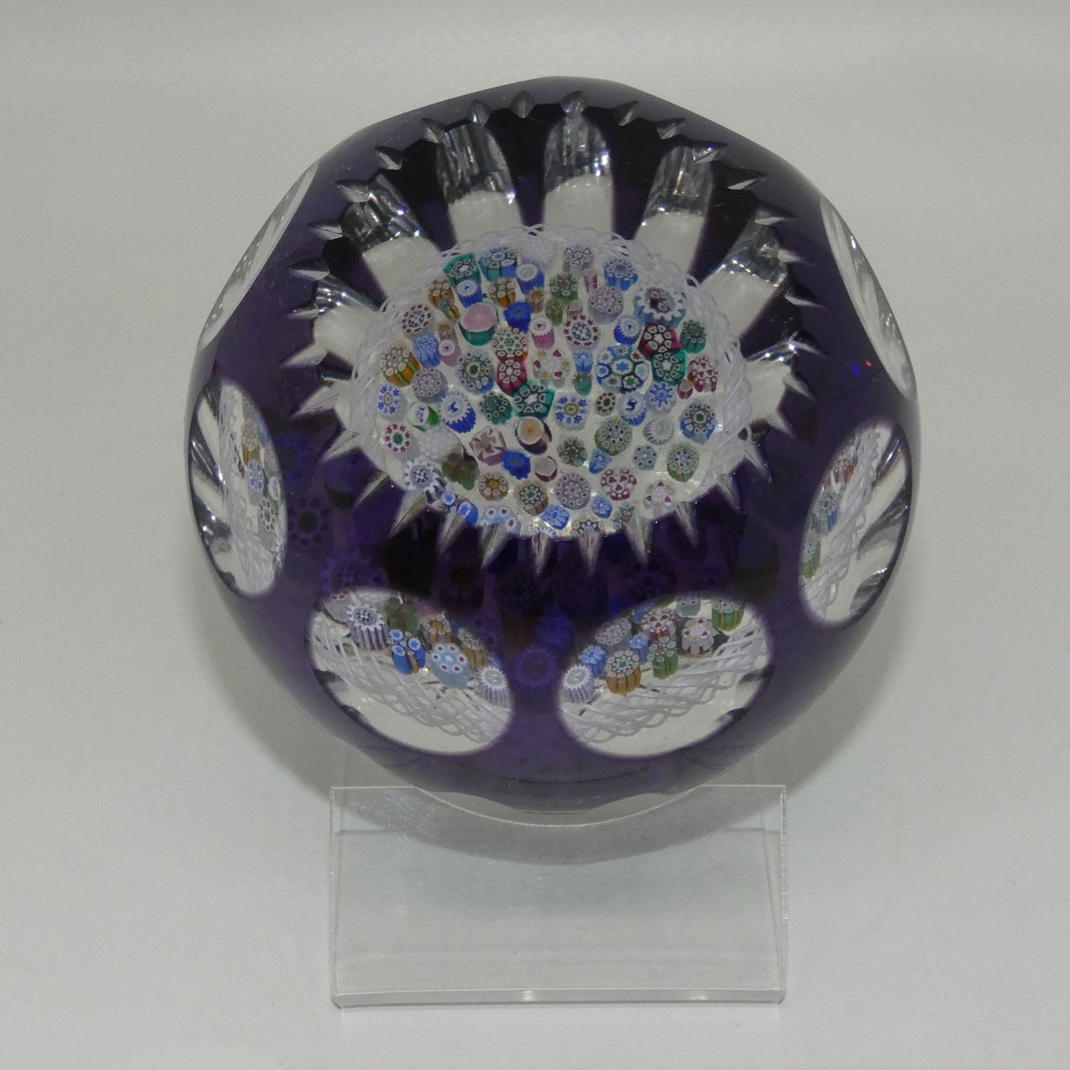 john-deacons-scotland-amethyst-flash-overlay-closepack-millefiori-paperweight