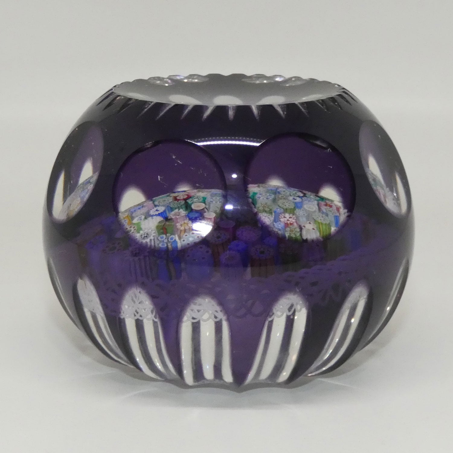 john-deacons-scotland-amethyst-flash-overlay-closepack-millefiori-paperweight