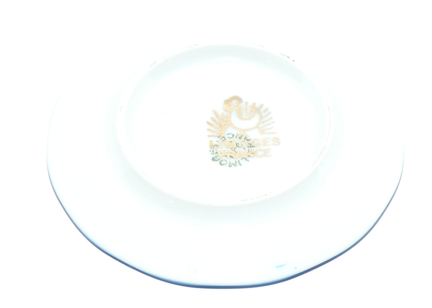 Limoges France Traditional Courting Couple miniature plate | 7cm | Blue Border Gilt Decor