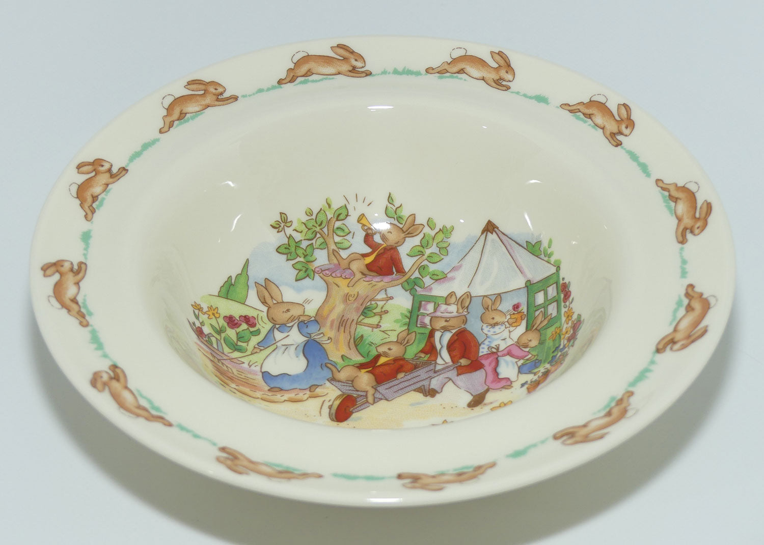 Royal Doulton Bunnykins Tableware Gardening scene rimmed bowl